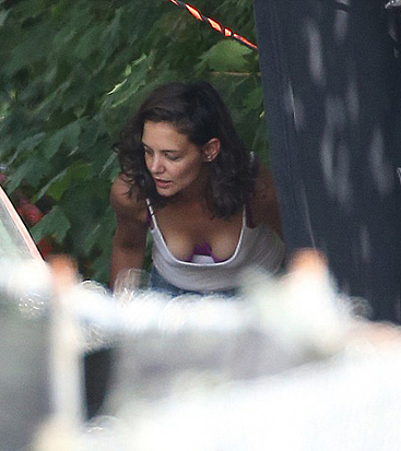 Katie Holmes boobs out